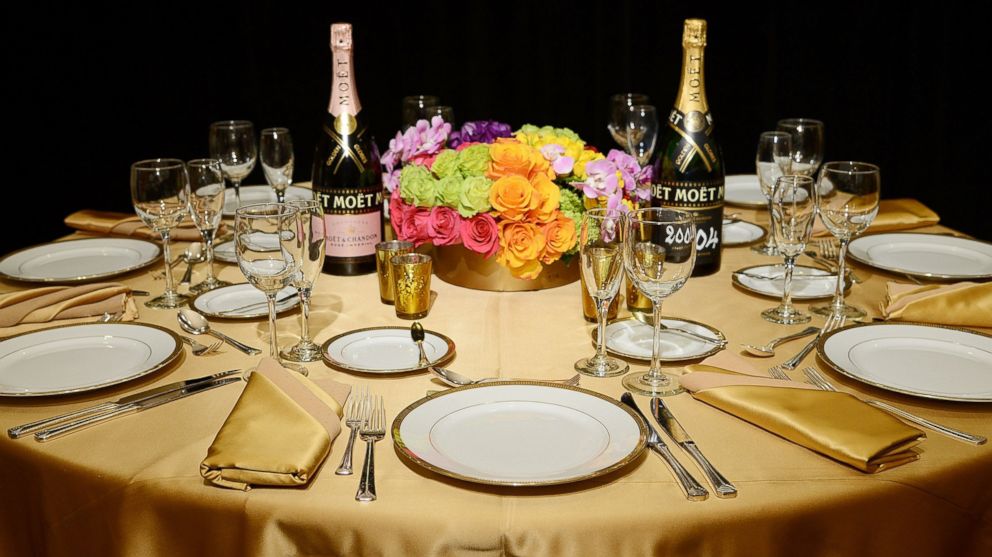 Detail view of the tables at the 72nd Golden Globe Awards Show Menu Unveiling at The Beverly Hilton Hotel on Jan. 5, 2014, in Beverly Hills, Calif.