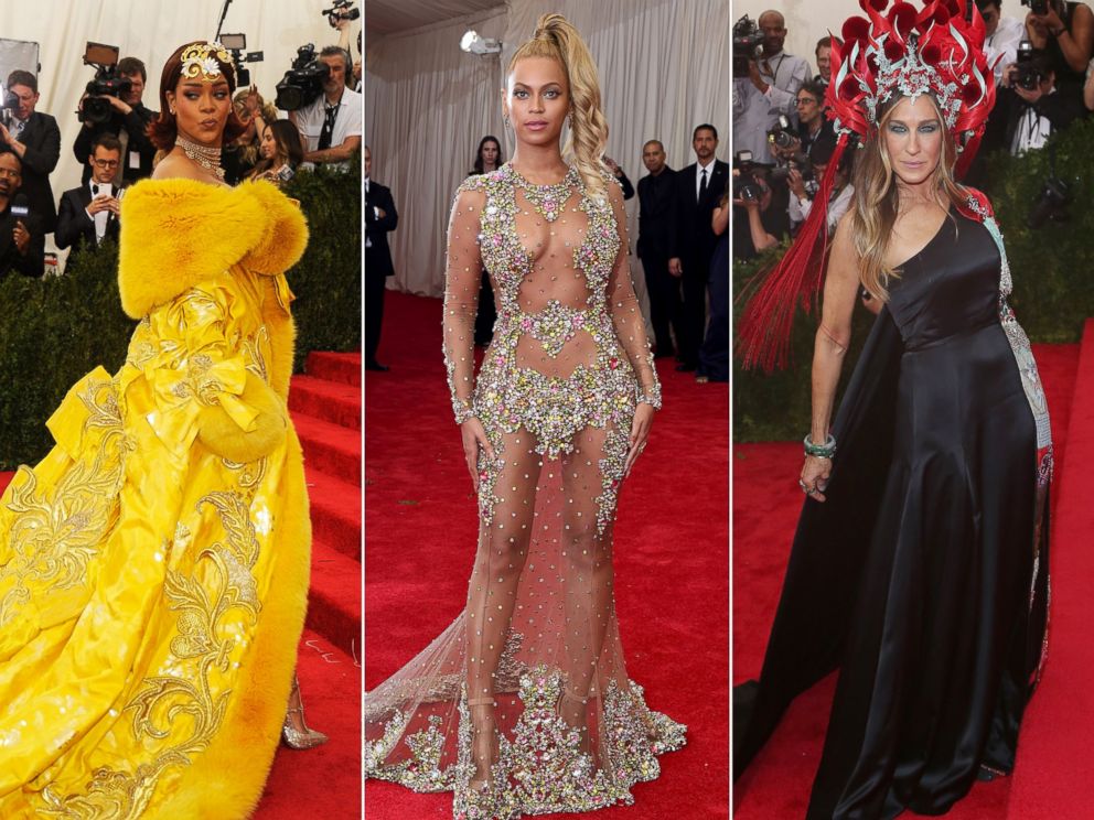 PHOTO: Rihanna, Beyonce, and Sarah Jessica Parker attend the "China: Through The Looking Glass" Costume Institute Benefit Gala at the Metropolitan Museum of Art on May 4, 2015 in New York.