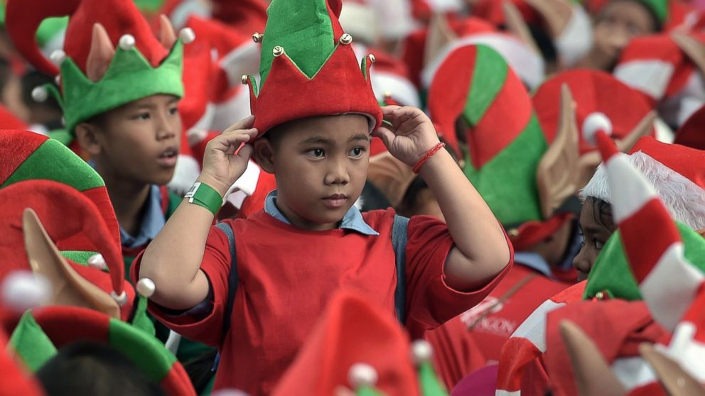 PHOTO: Fourteen children were disqualified for not wearing their elf ears at the event in Bangkok, Nov. 25, 2014. 