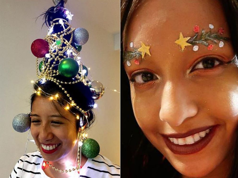 Christmas tree hair and eyebrows are lighting up social media - ABC News