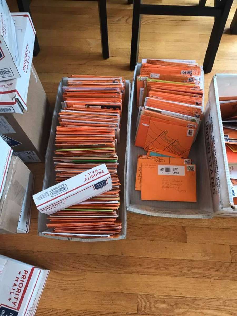 PHOTO: Brock received one mail delivery that contained 576 cards alone. 