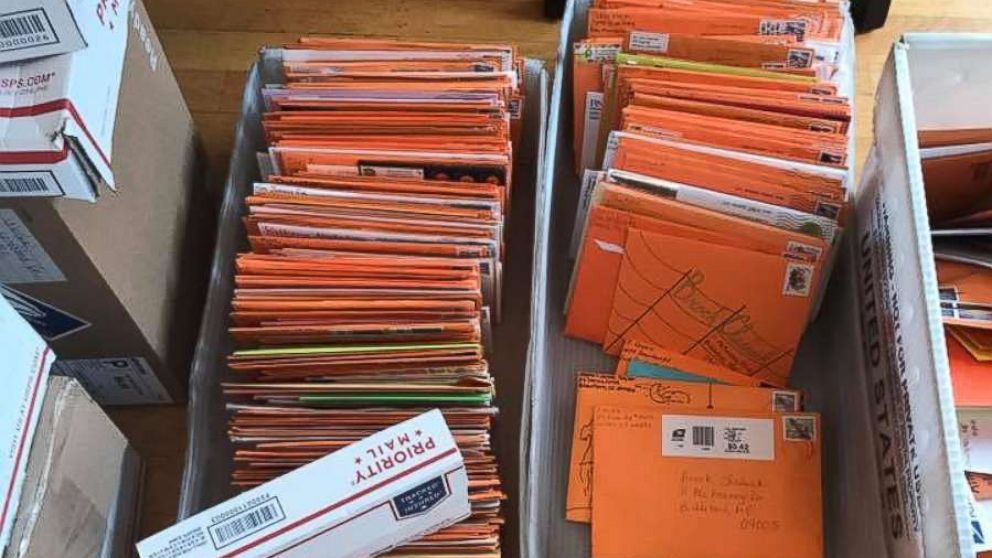 PHOTO: Brock received one mail delivery that contained 576 cards alone. 