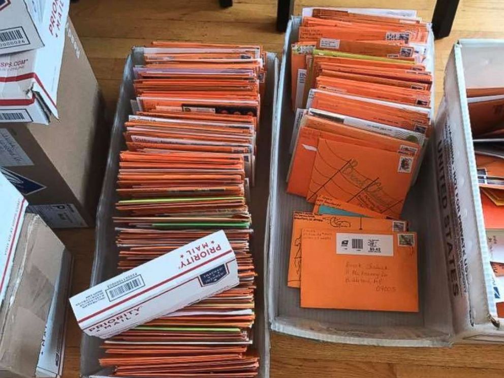 PHOTO: Brock received one mail delivery that contained 576 cards alone.