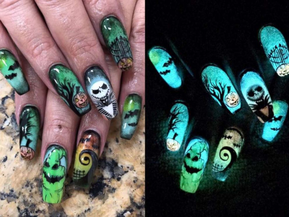 glow in the dark halloween nail art