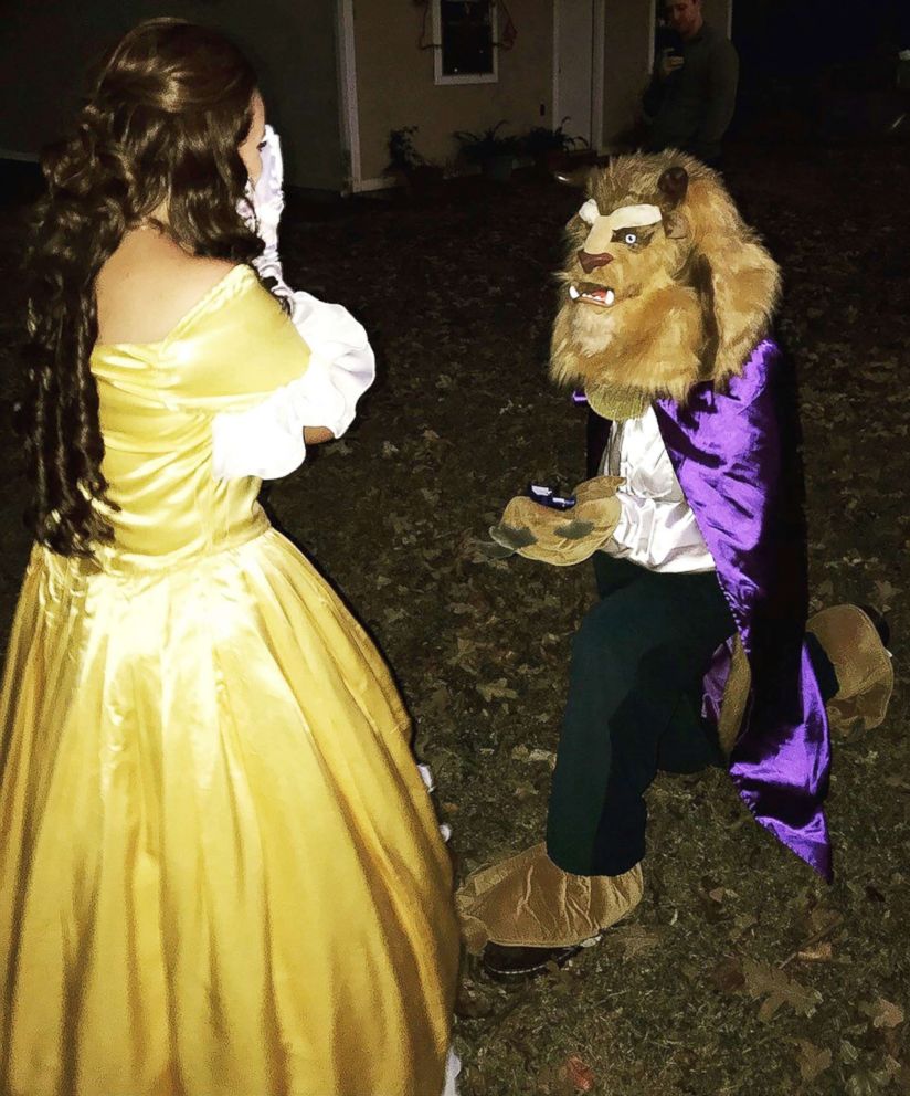 PHOTO: Kolby Davis, 26, proposed to Hope Hagerman, 25, while dressed as the Beast for Halloween.
