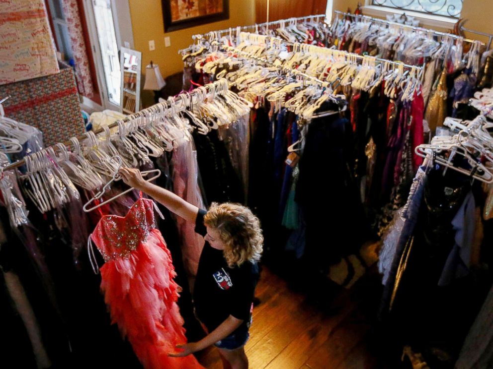 PHOTO: Ashley Reel of Spring, Texas, has collected over 2,000 evening dresses for high school students all over the Houston area who have been affected by Hurricane Harvey.