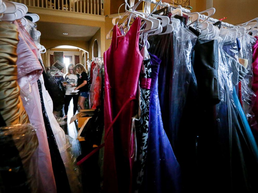 PHOTO: Ashley Reel of Spring, Texas, has collected over 2,000 evening dresses for high school students all over the Houston area who have been affected by Hurricane Harvey.