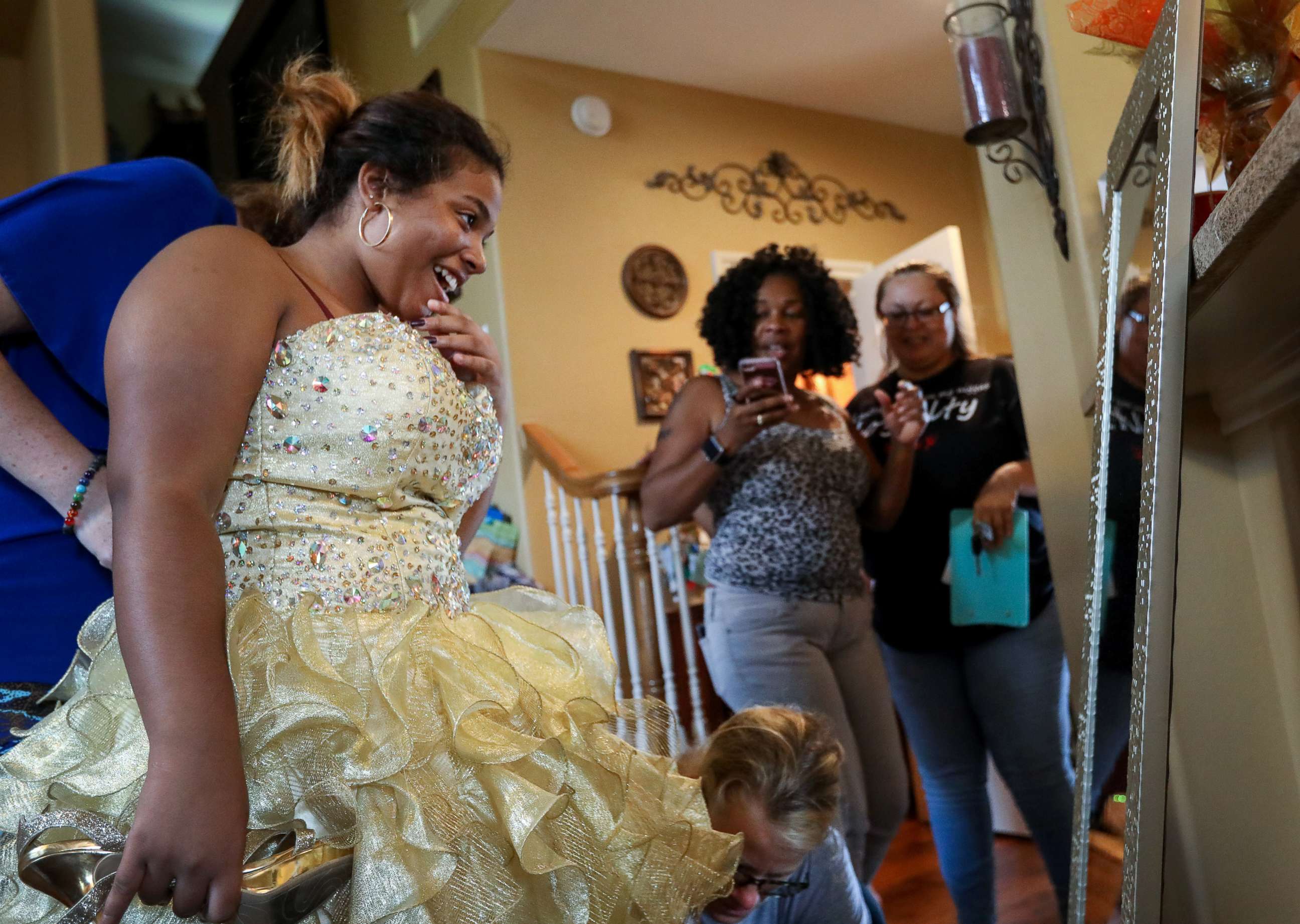 PHOTO: Ashley Reel of Spring, Texas, has collected over 2,000 evening dresses for high school students all over the Houston area who have been affected by Hurricane Harvey.