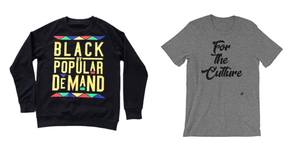 PHOTO: (L-R) T-shirts from HGCApparel and ForGraceApparel are two of our favorite finds this Black History Month.