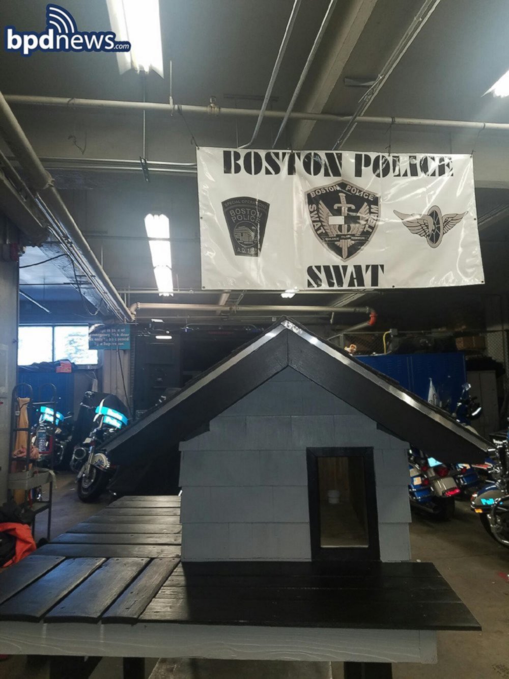 PHOTO: Boston Police Department built a kitty condo for a stray Calico cat, dubbed "SWAT cat" that they've been caring for since 2013.