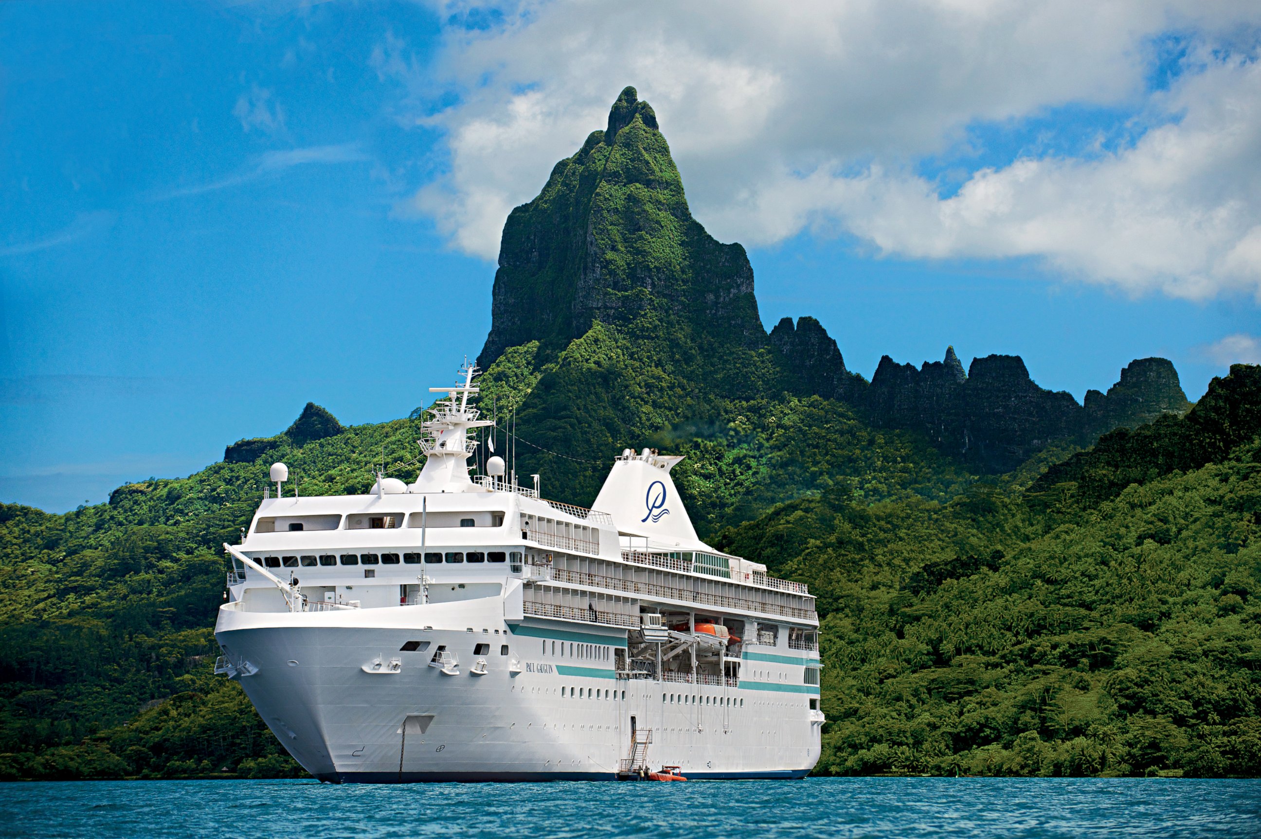 PHOTO: Built specifically to navigate the islands of French Polynesia, The Gauguin features a small size that allows her to maneuver from open ocean to shallow lagoon as nimbly as a yacht. 