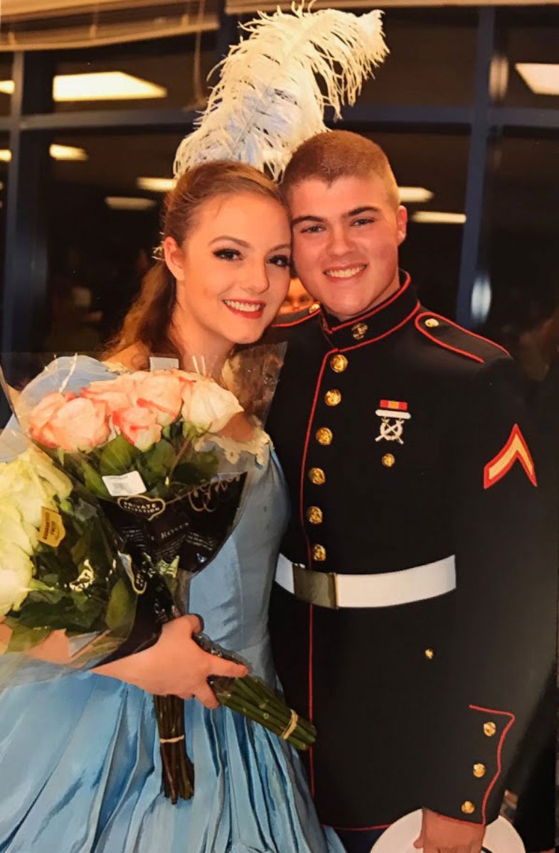 PHOTO: Slade Tutt, a Marine, surprised his girlfriend Ally Eckhart after her school play in Texas.