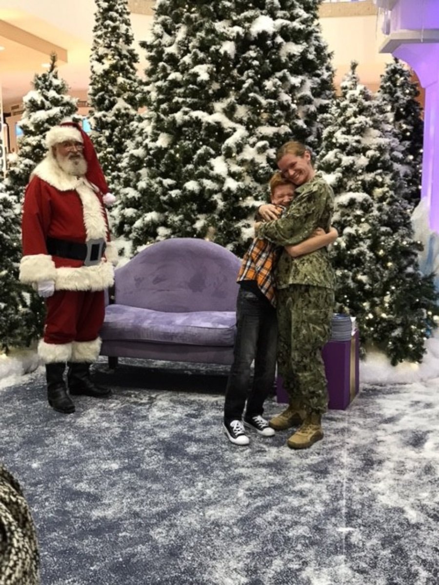 Navy Mom Surprises Son While Taking Santa Photo at Mall - ABC News