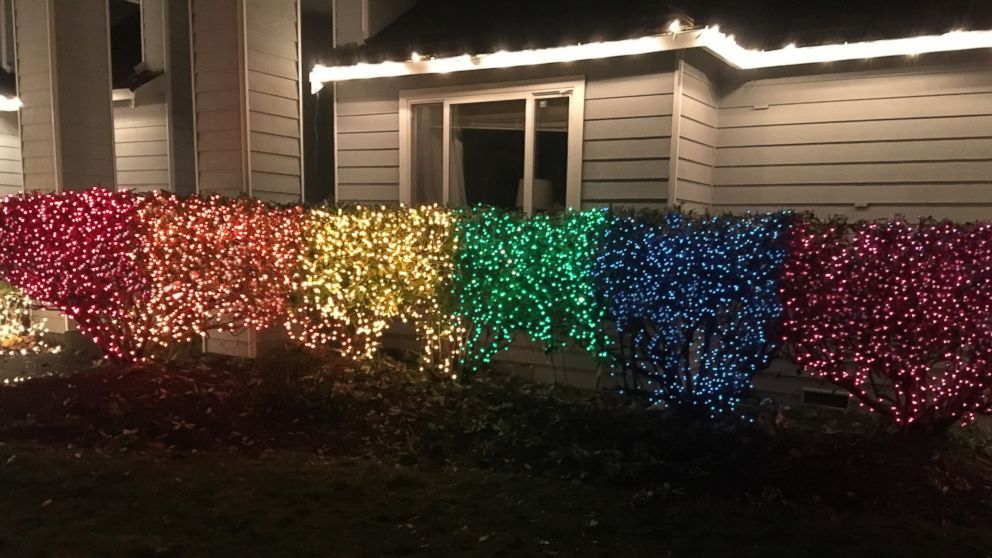 PHOTO: Lexi Magnusson, 34, decorated the exterior of her Kitsap County, Washington, home with rainbow lights.