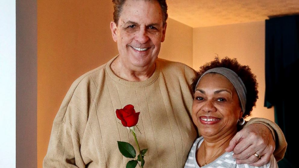 PHOTO: Every Monday, Philip  Ikehorn, has a single rose delivered to his home for his wife, Evelyn. They are posing with last week's rose in their Columbus home, Jan. 30, 2017. 