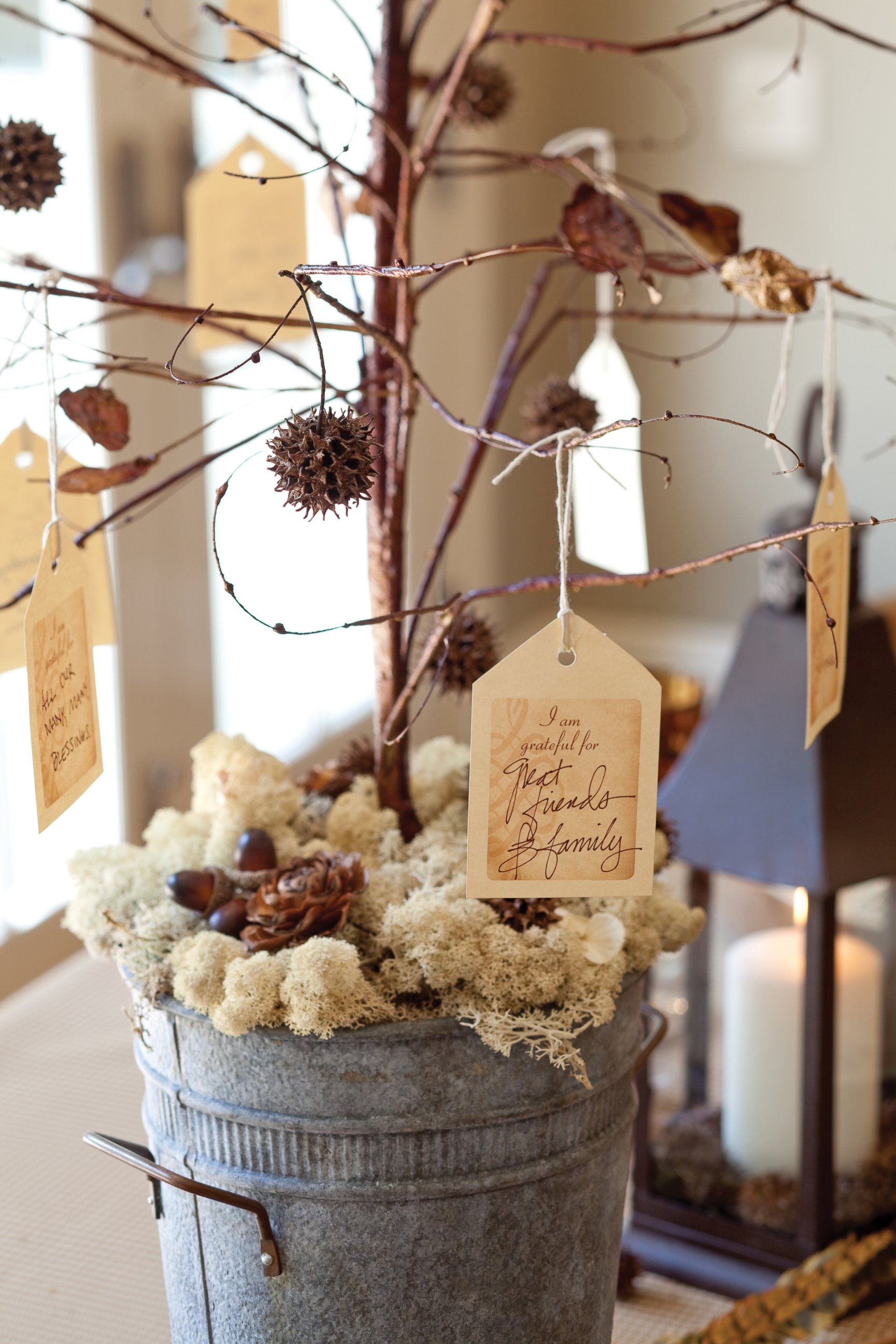 PHOTO: Seasonal Place Cards with an Acorn Affixed to a Tented Place Card.