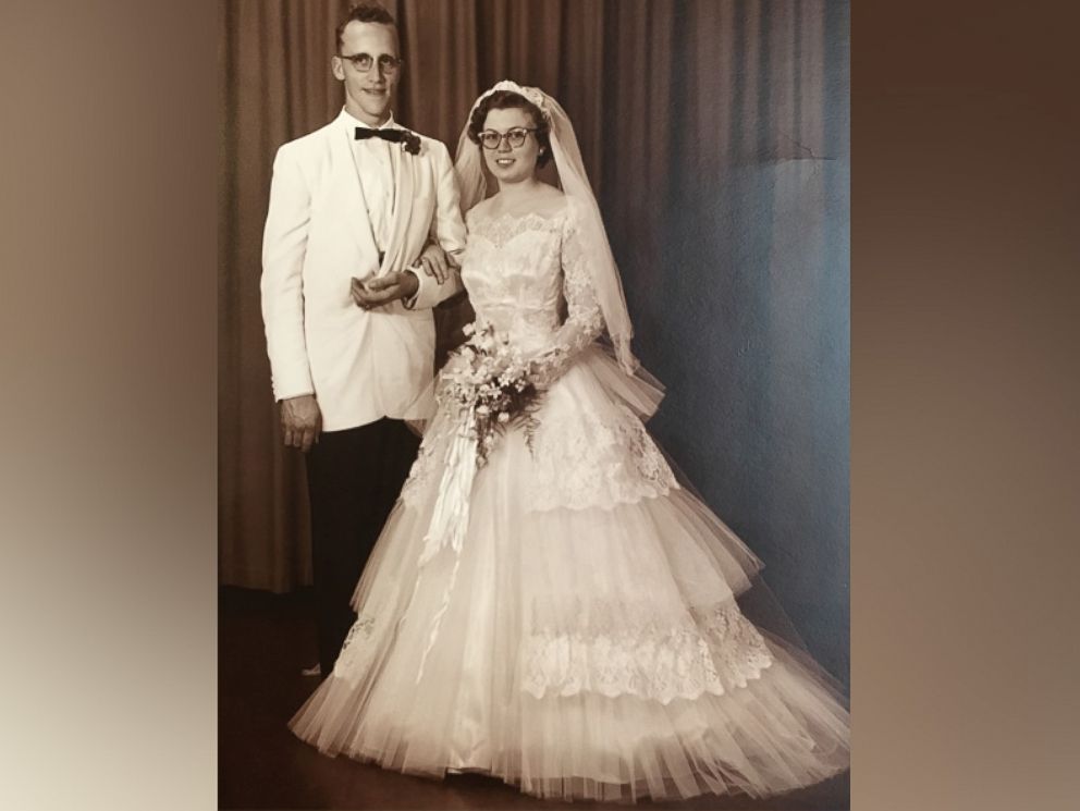 PHOTO: Janith Goedde celebrated her 60th anniversary to husband Joe Goedde by putting on her original 1957 Chantilly lace wedding gown. 