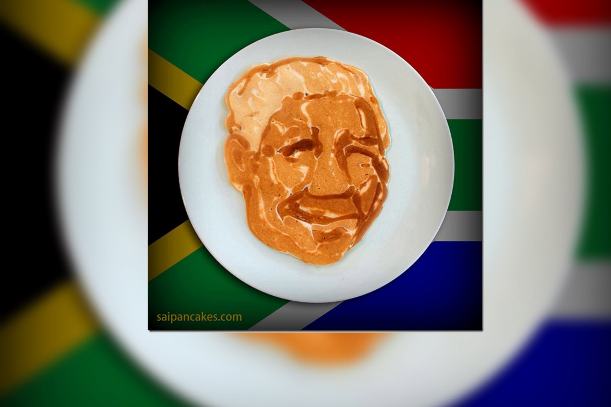 PHOTO: South African President Nelson Mandela appears in pancake art made by illustrator Nathan Shields for his children.