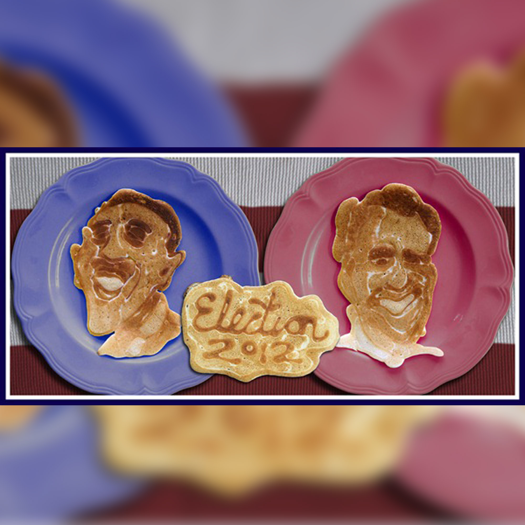 PHOTO: Barack Obama and Mitt Romney appear in pancake art made by Nathan Shields to illustrate the 2012 election for his children. 