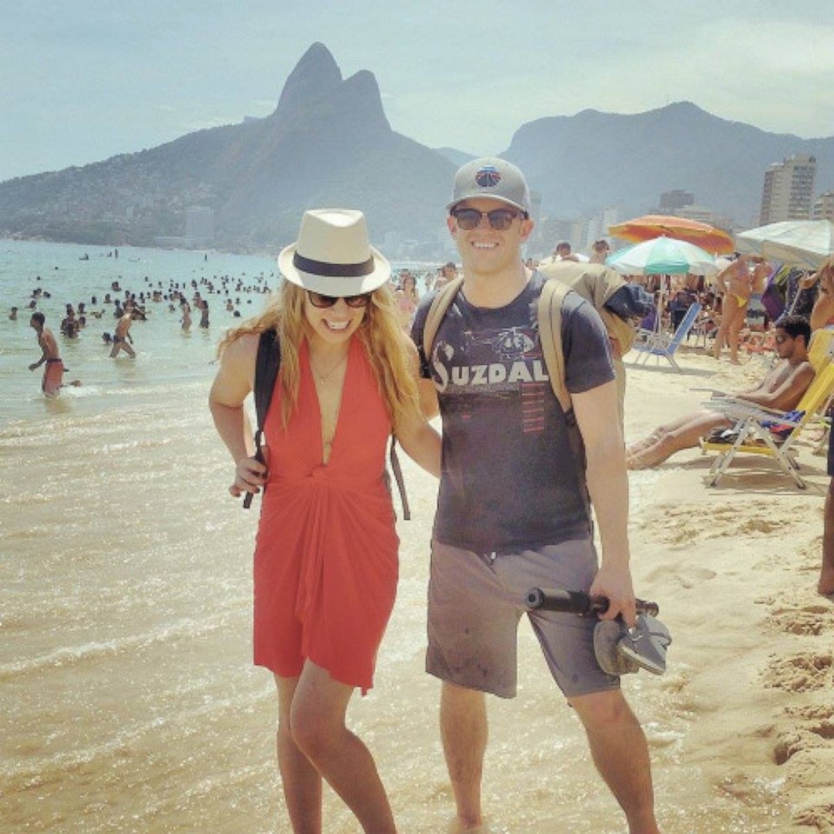 PHOTO: Megan Sullivan and Chris McNamara in Brazil on their trip to see the Seven Wonders of the World in 13 days.
