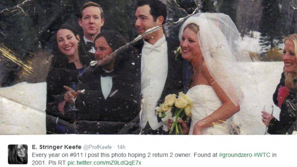 Woman posts 9/11 wedding photo found at Ground Zero on Twitter each year hoping to find its owner.