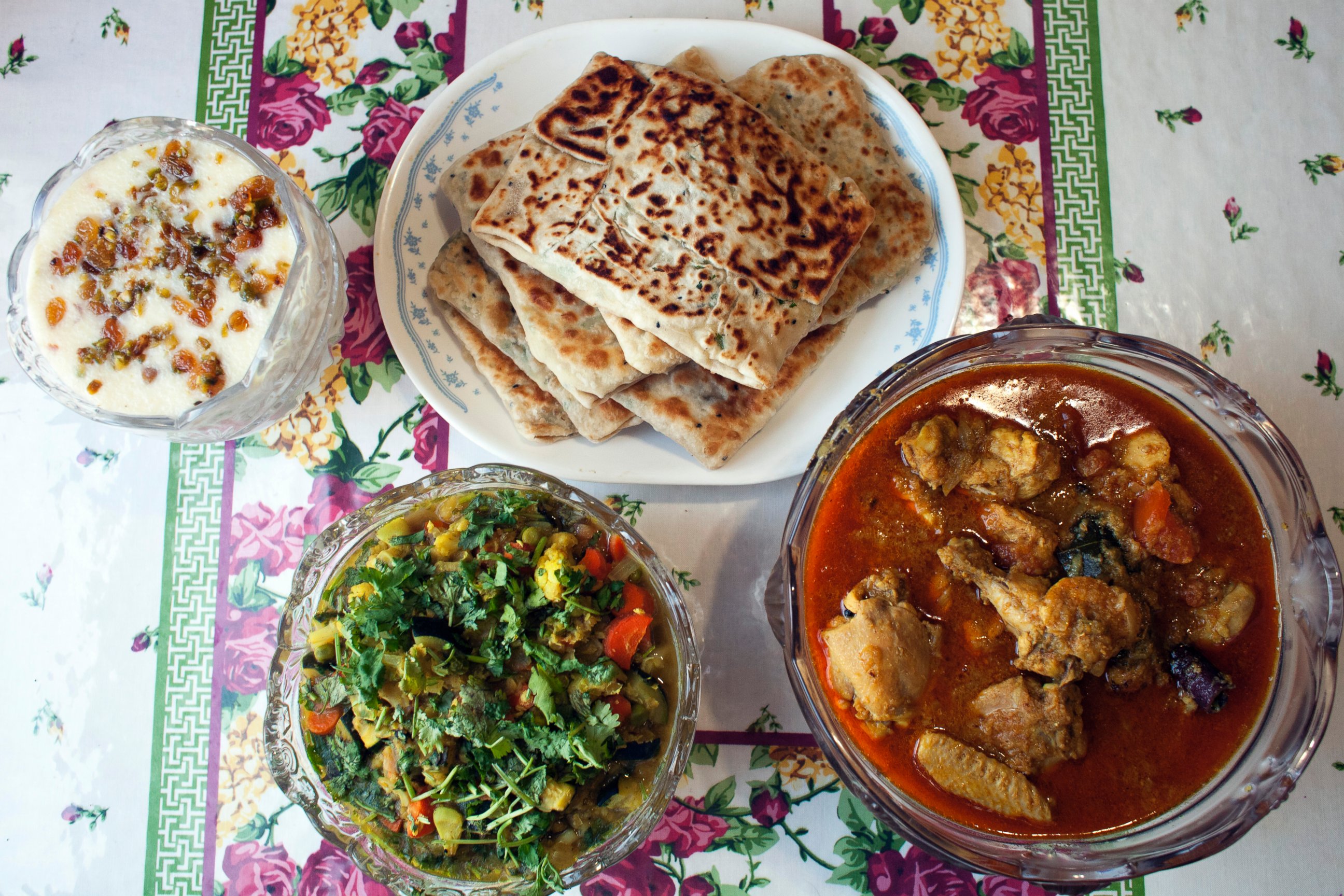 PHOTO: Final dishes prepared at the Bengali cooking class with Afsari. 