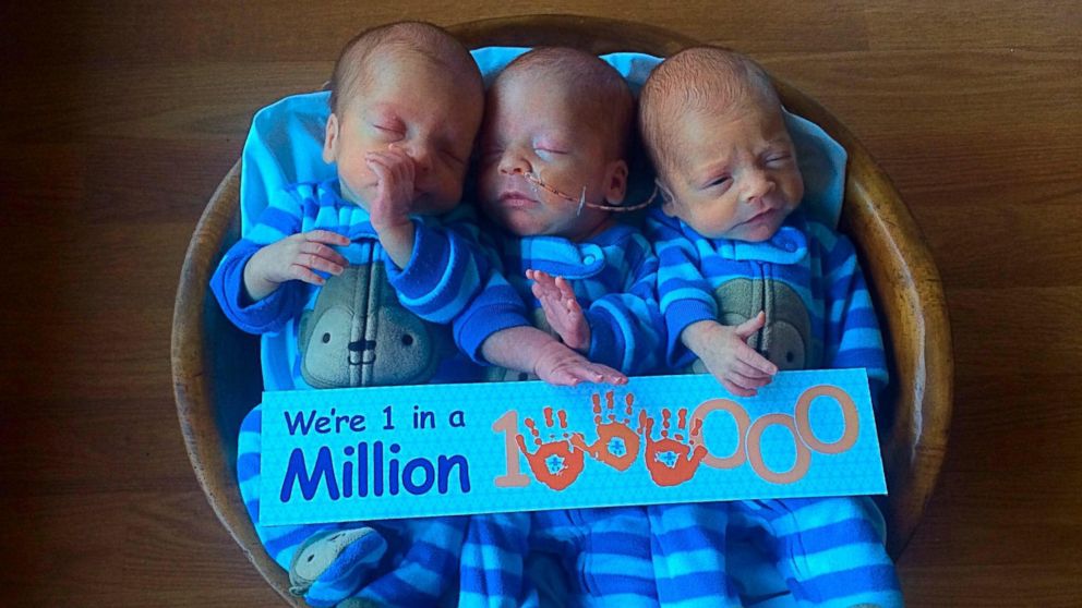 Jody and Jase Kinsey of Miles City, Montana, welcomed triplets Cade, Ian and Milo in December 2014.
