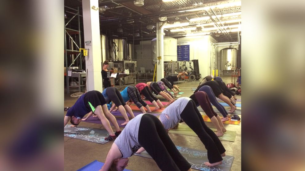 PHOTO: Breweries around the country are hosting yoga classes followed by a taste of their beer.