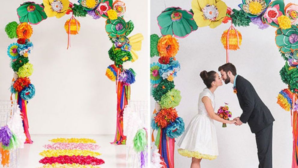 Brit Morin is a DIY queen, creating fun handmade backdrops for events.