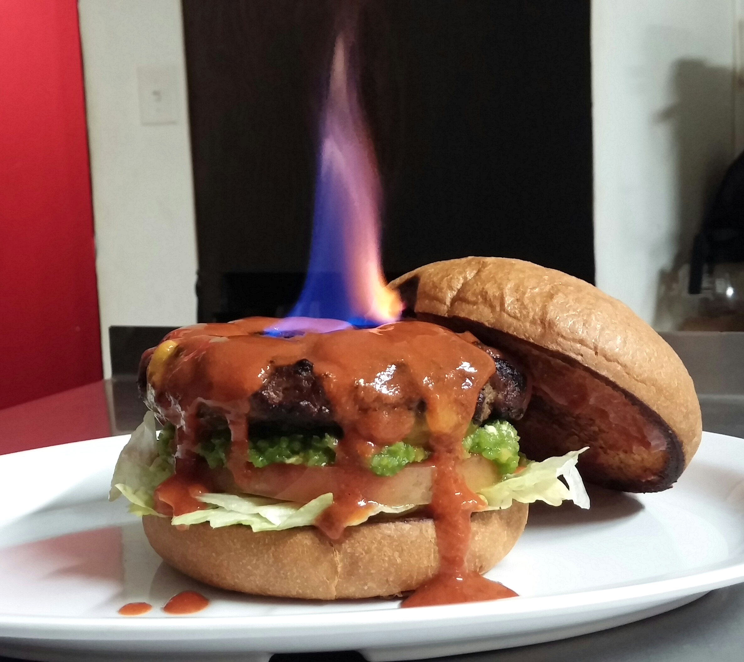 PHOTO: The very spicy "Hellfire Burger" at Xtreme Smokehouse in Washington, Iowa.