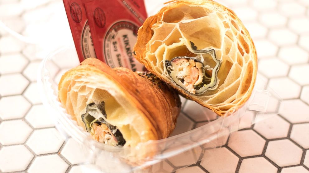 A look inside the "California Croissant," which is stuffed with sushi.