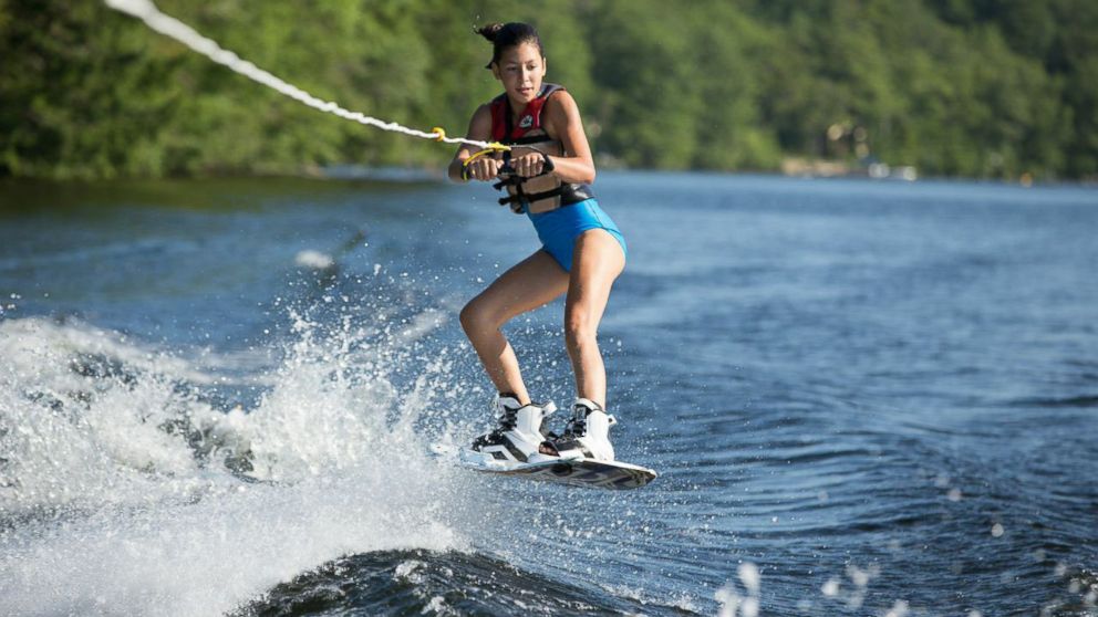 Campers at Camp Laurel on Echo Lake in Maine can engage in wakeboarding, surfing and sailing among other activities.
