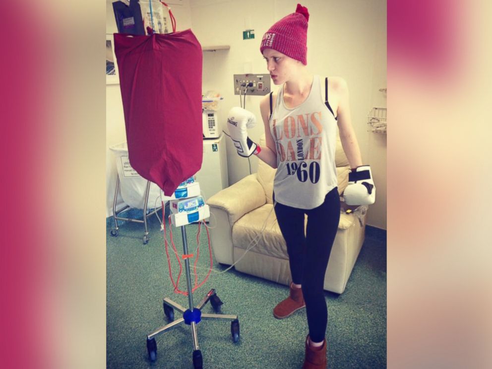 PHOTO: Calder dresses up her IV pole as different props as a fun distraction. 