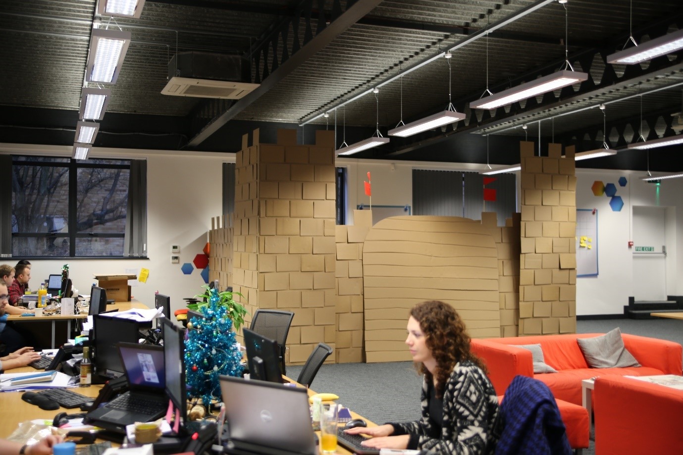 PHOTO: Coworkers Built a 10-Foot-Tall Cardboard Castle in Office