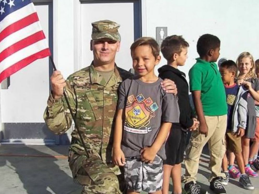PHOTO: Deklan Emmersen, 6, encouraged his classmates at Playa Vista Elementary School in Playa Vista, California to write heartfelt letters to soldiers. 
