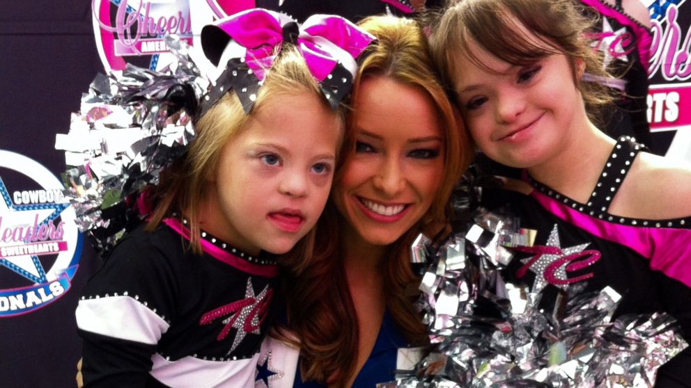 PHOTO: Katie Longwroth, right, pictured here with her friend Casey and a Dallas Cowboy cheerleader. 