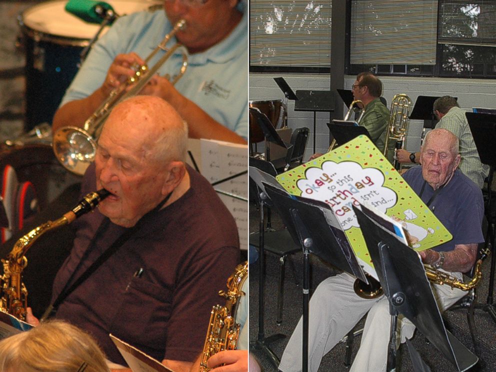 PHOTO: At 103, Loren Wade still plays the saxophone.