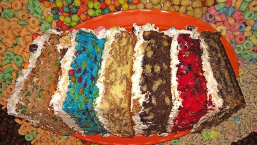  A cross section of the six-layer cereal cake.