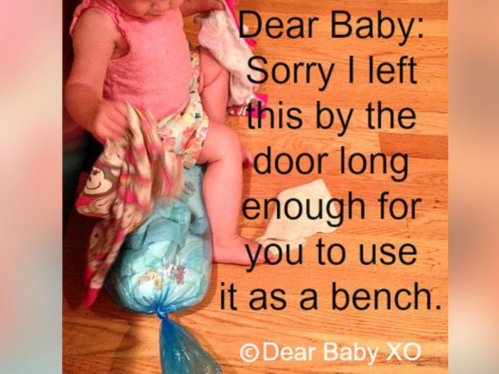 PHOTO: Sarah Showfety posted this photo with the caption, "Dear Baby: Sorry I left this by the door long enough for you to use it as a bench."