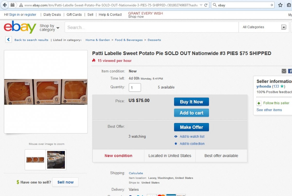 PHOTO: The Patti LaBelle Sweet Potato Pie sold at a rate of one pie per second over the weekend. 