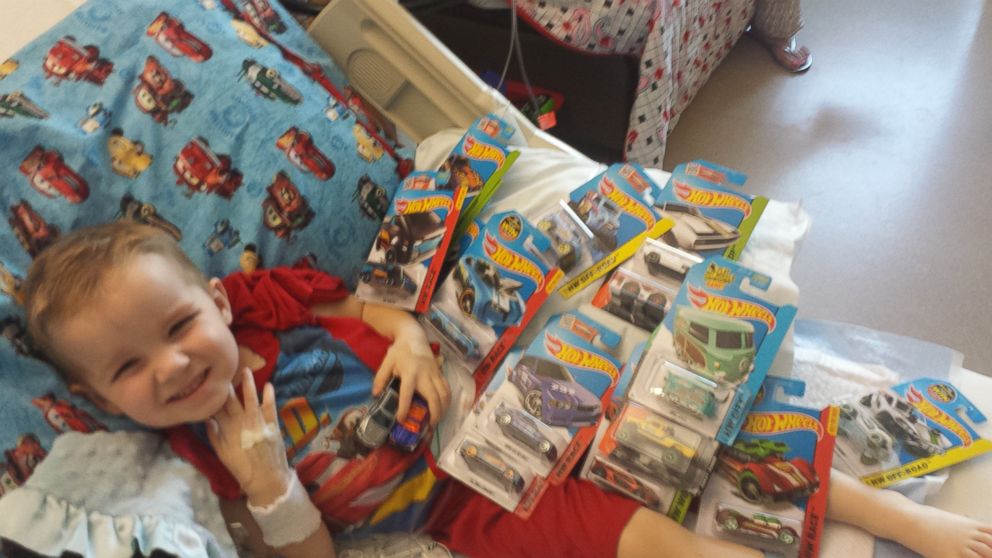 Strangers have been sending him Hot Wheels cars from all over the world. 