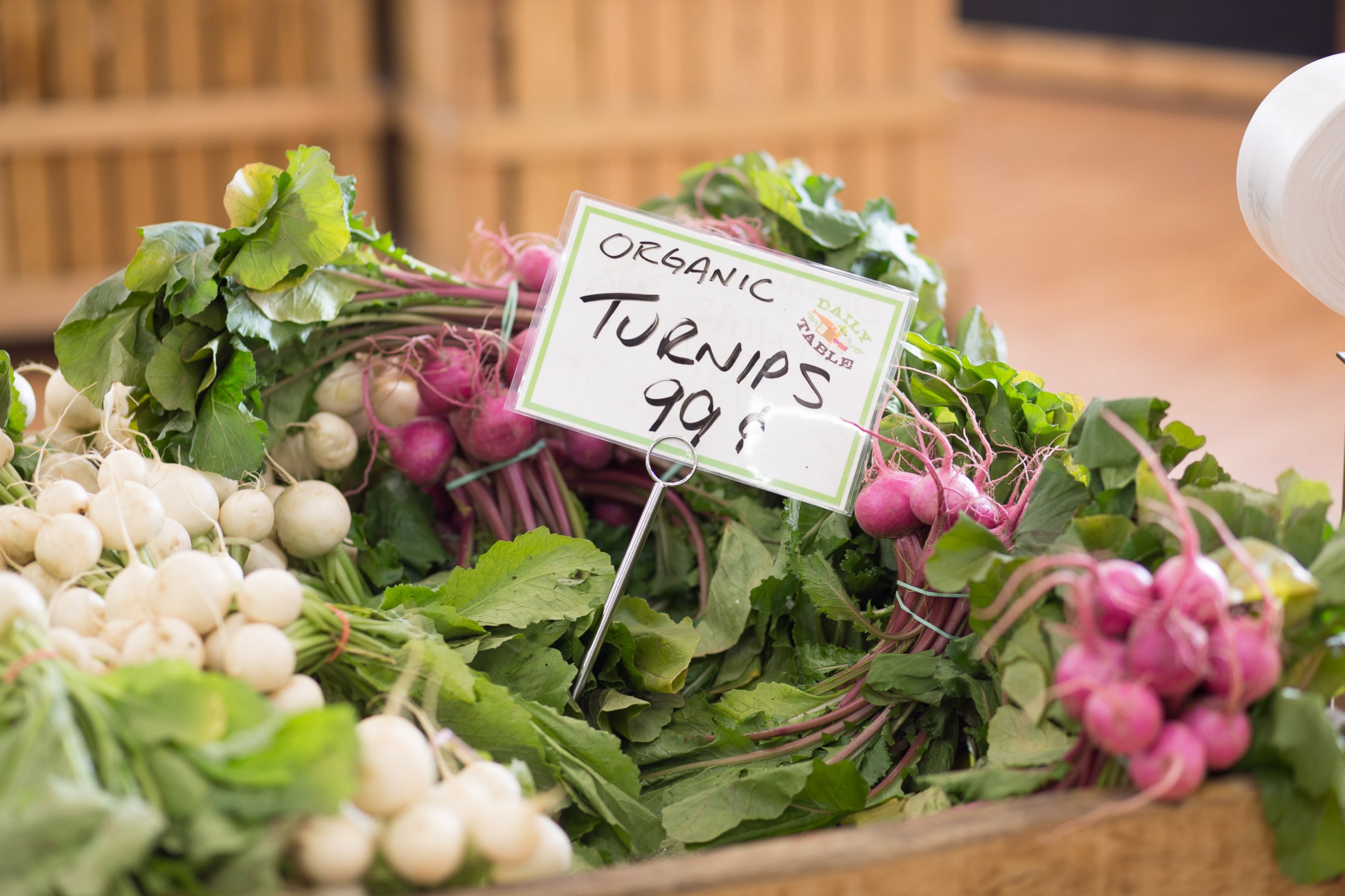 PHOTO: Daily Table even has organic produce, like these turnips for 99 cents a bunch.