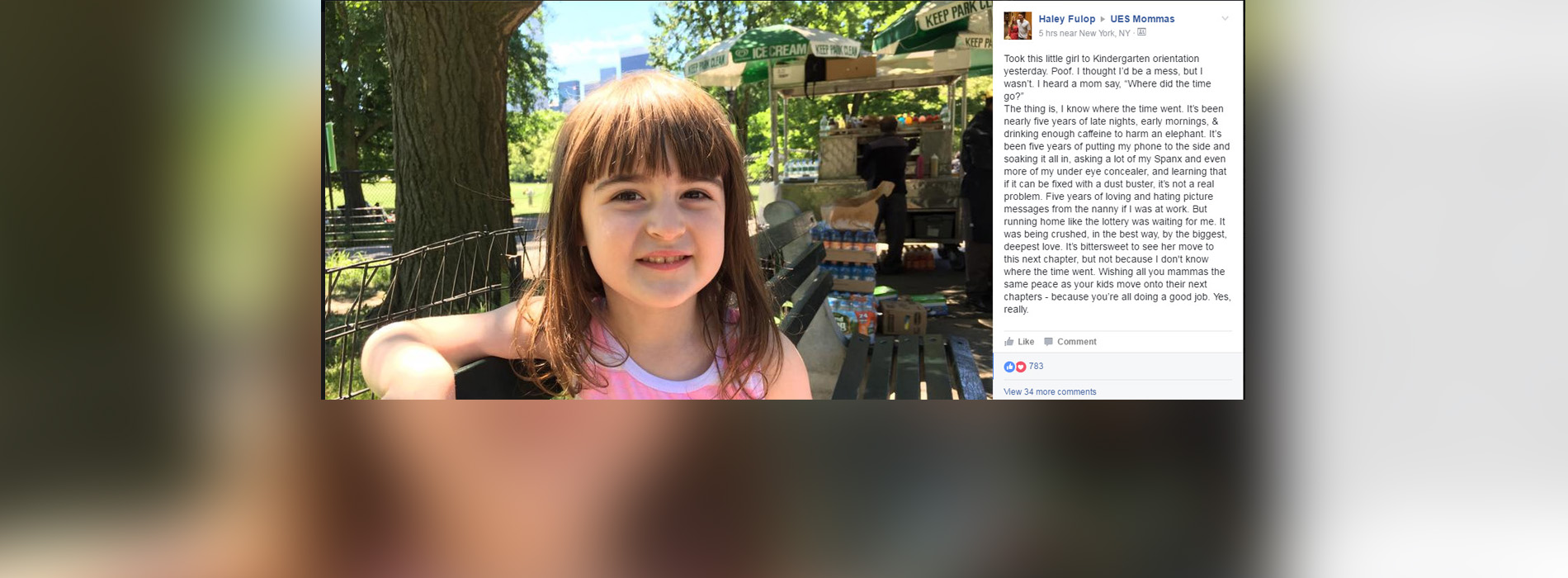 PHOTO:  New York City mom Haley Fulop's Facebook post at her daughter's kindergarten orientation went viral. 