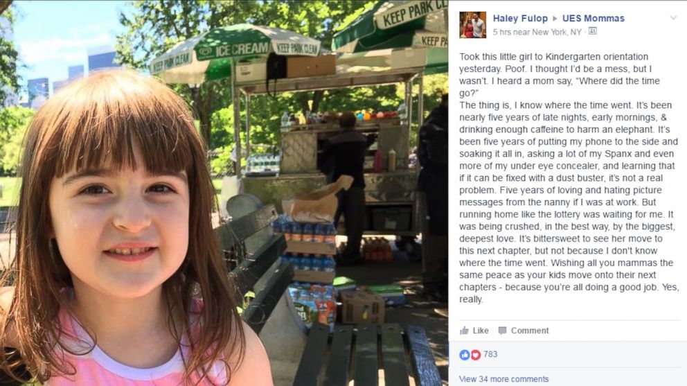 New York City mom Haley Fulop's Facebook post at her daughter's kindergarten orientation went viral. 