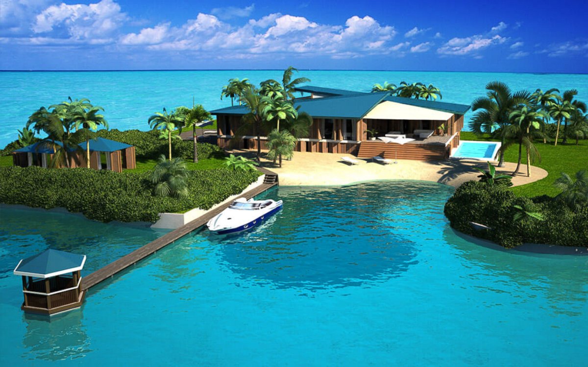 PHOTO: A rendering shows the design for a floating island to be constructed in the Maldives.
