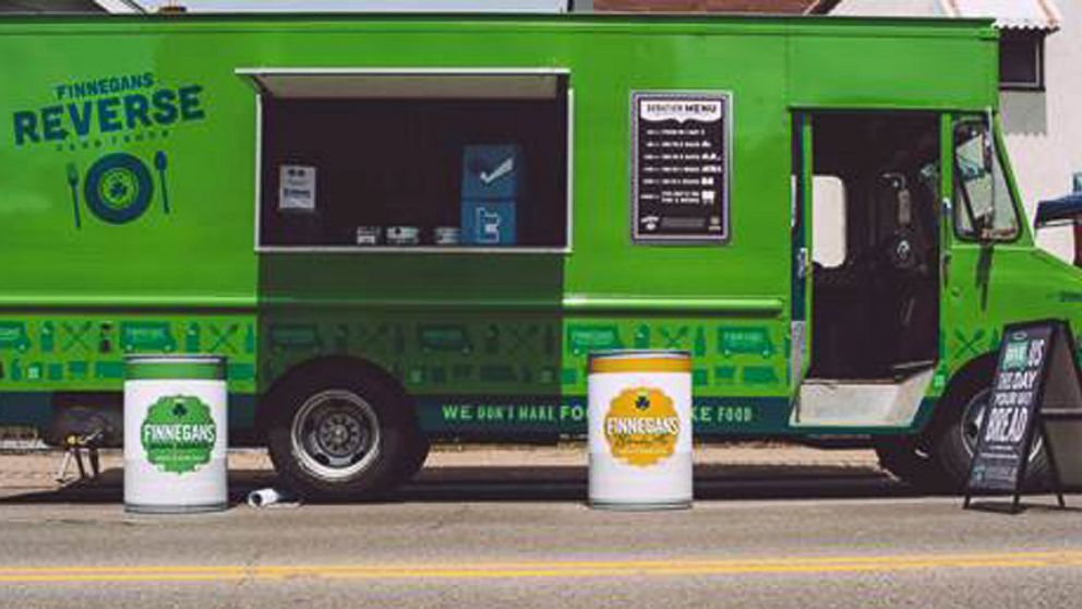 Finnegans' "Reverse Food Truck" in Minnesota collects food for those in need.