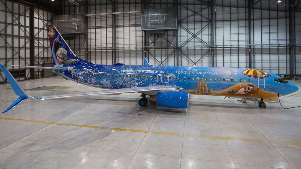 On Oct. 18, 2015, WestJet announced a custom-painted aircraft decorated with characters from the Disney film, "Frozen." 