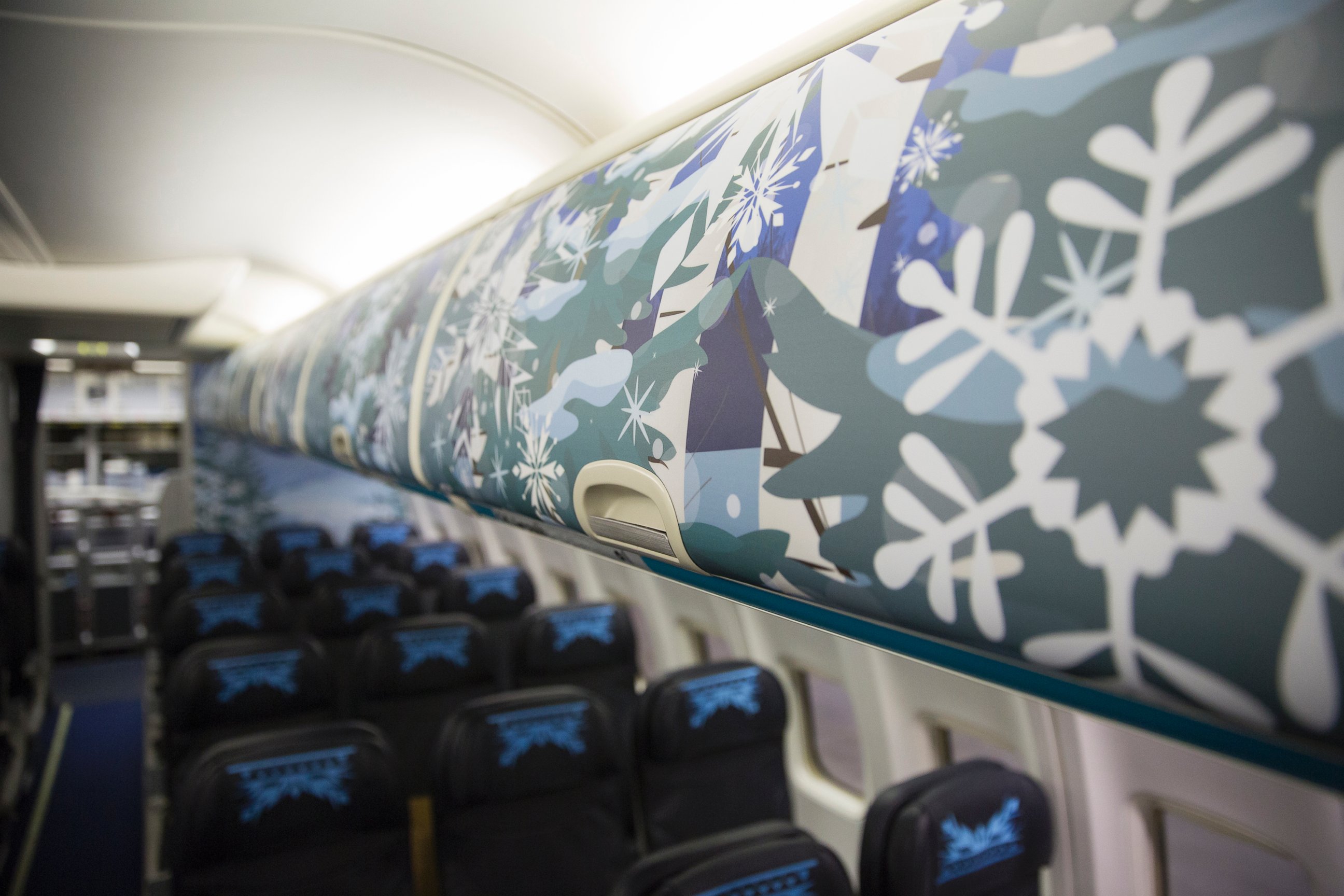 PHOTO: On Oct. 18, 2015, WestJet announced a custom-painted aircraft decorated with characters from the Disney film, "Frozen." 