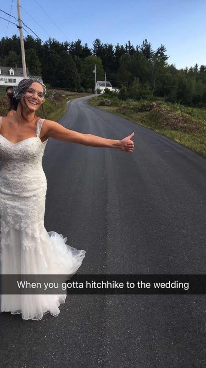 PHOTO: Bride Hitchhikes to Her Own Wedding After Limo Gets Flat Tire
