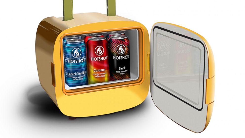 PHOTO:  A special "hot fridge" keeps HotShot coffee in a can stored at 140 degrees Fahrenheit.
